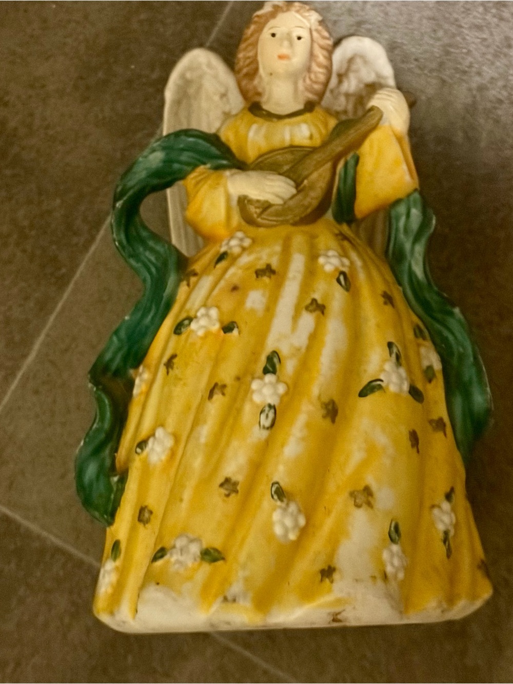 Yellow Angel Figurine with Green Accents - Decorative Home Accent
